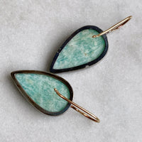 Amazonite & Opalized Wood Earrings
